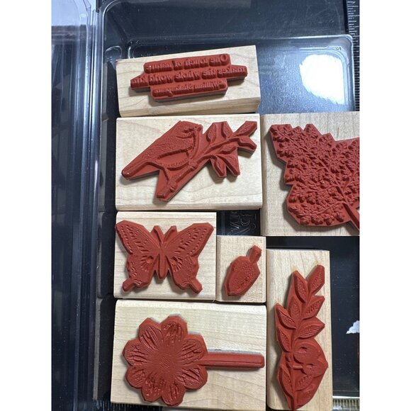 Stampin Up! Touch Of Nature Rubber Fern, Bird, Butterfly, Acorn - Picture 3 of 3